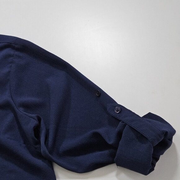 International INC Company Top Womens L Navy LS Criss Cross Ties Crepe Whimsigoth - Picture 11 of 14